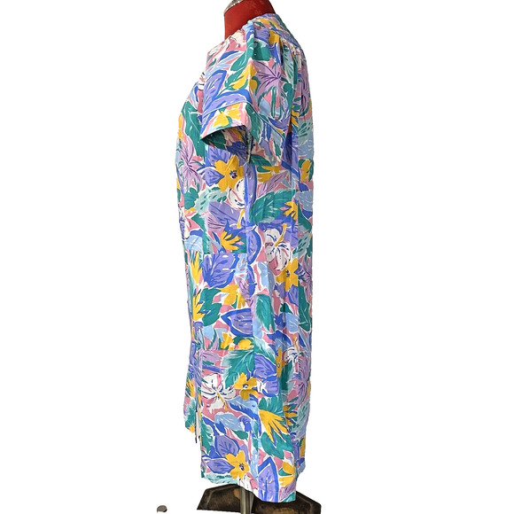 VTG MuMu Movie Star house dress knee length cotton blend multi floral snaps sz M - Picture 4 of 9
